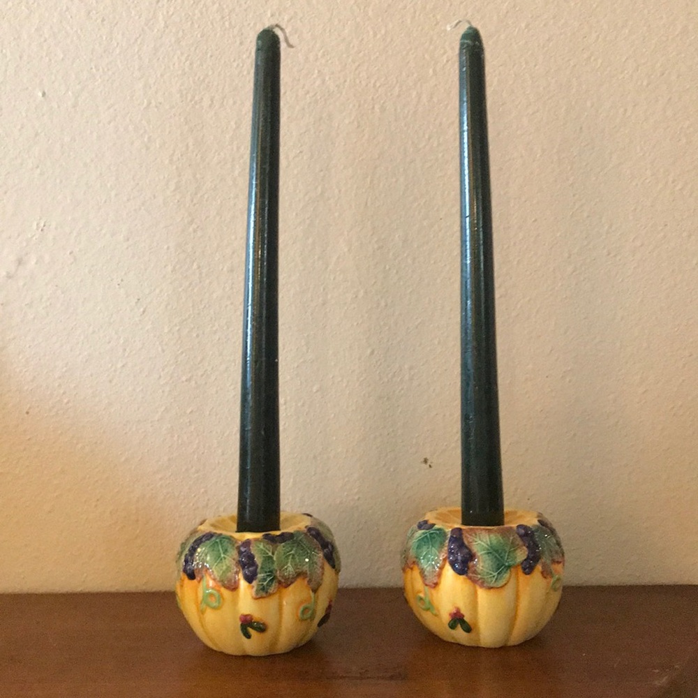 Fitz and Floyd harvest bouquet candle holder set